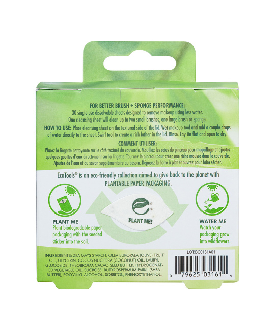 EcoTools Салфетки для очищения кистей, 30шт (5)