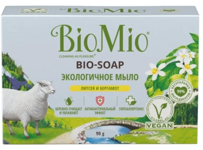 BioMio Мыло туалетное "Литсея и бергамот" Bio Soap, 90гр