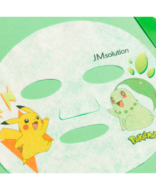 JM Solution Маска тканевая успокаивающая с хауттюйнией Stamp In Heartleaf Mask X Pokemon Chikorita, 30мл (2)