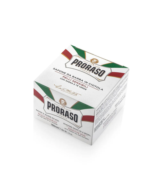 PRORASO Мыло для бритья для чувствительной кожи с зеленым чаем и овсом, 150мл (1)