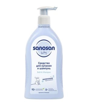 Sanosan Средство для купания и шампунь с молочным протеином, 500мл