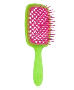Janeke Щетка для волос салатовая с малиновым Superbrush