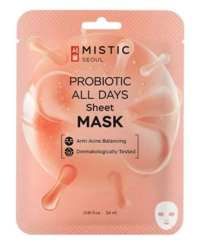 MISTIC PROBIOTICS ALL DAYS Sheet mask Тканевая маска для лица с пробиотиками, 24мл