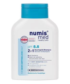 Numis med Гель для душа и шампунь 2в1 с пантенолом для чувствительной кожи pH 5,5 SENSITIVE, 200мл