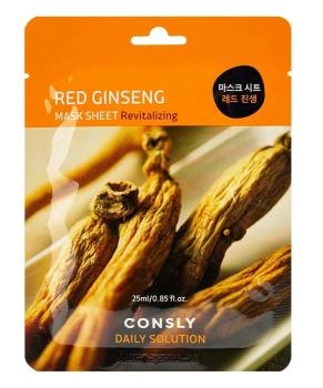 Consly Тканевая маска для лица с экстрактом красного женьшеня, 25мл
