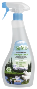 BioMio Средство чистящее экологичное для стекол, зеркал и пластика "Без запаха", 500мл