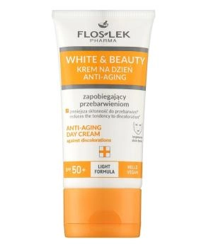 Floslek Крем дневной антивозрастной для защиты от изменений тона кожи SPF 50+ WHITE & BEAUTY DAY CREAM ANTI-AGING AGAINST DISCOLORATIONS, 30мл