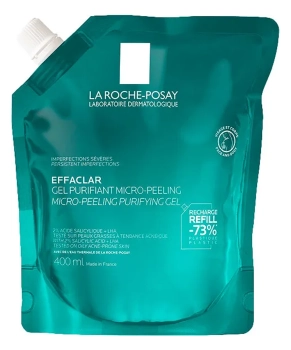 La Roche-Posay Гель для кожи с выраженными несовершенствами очищающий микроотшелушивающий (рефил) Effaclar, 400мл