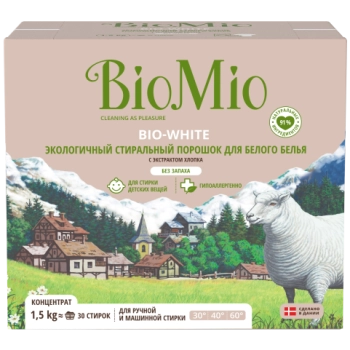 BioMio BioMio Порошок стиральный экологичный для белого белья, 1,5 кг, 1500гр
