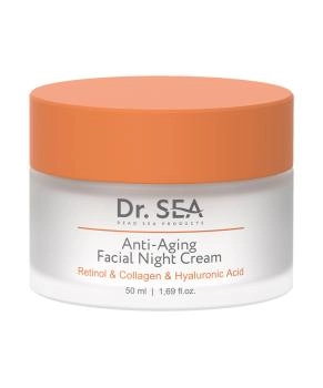 Dr.Sea Антивозрастной ночной крем для лица с Ретинолом, Коллагеном и гиалуроновой кислотой, 50мл