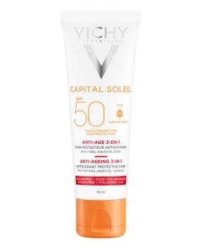 VICHY Антивозрастной солнцезащитный крем 3 в 1 с антиоксидантами SPF 50, 50мл