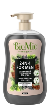 BioMio BioMio Гель-шампунь для душа мужской "2 в 1: с эфирными маслами мяты и кедра", 650 мл, 650мл