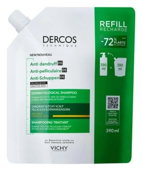 VICHY Vichy Шампунь-уход интенсивный для сухих волос Против перхоти DS рефил Dercos Technique, 390 мл, 390мл