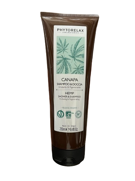 Phytorelax Гель для душа + шампунь с конопляным маслом Увлажнение и Восстановление, 250мл