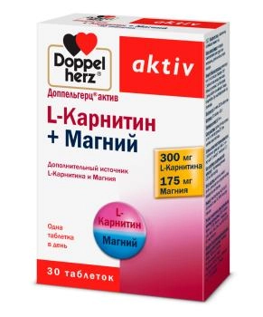 Doppelherz L+карнитин+Магний Aktiv №30, 1220мг (30 табл.)