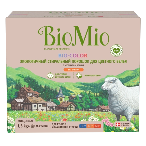 BioMio Порошок стиральный экологичный для цветного белья, 1500гр