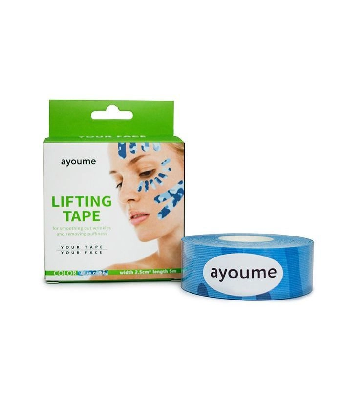 AYOUME Тейп для лица 2,5см*5м камуфляж голубой, 1шт