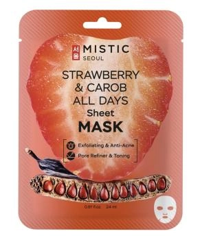 MISTIC MISTIC STRAWBERRY AND CAROB ALL DAYS Sheet MASK Тканевая маска для лица с экстрактами клубники, 24 мл	, 24мл