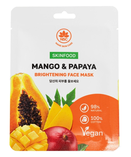 NAME SKIN CARE NAME SKIN CARE Маска тканевая для лица манго и папайя SKINFOOD, 22 г, 22мл