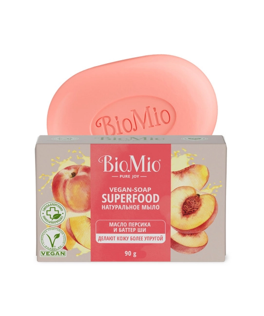 BioMio Мыло натуральное с маслом Персика и баттером, 90г (1)