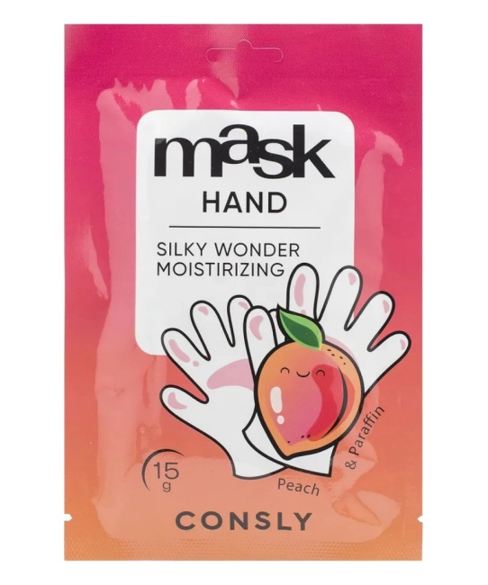 Consly Парафин-маска для рук Silky Wonder с экстрактом персика  в виде перчаток, 15г