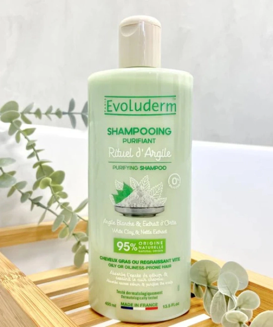 Evoluderm Очищающий шампунь с белой глиной и экстрактом крапивы, 400мл (1)