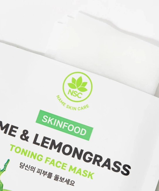 NAME SKIN CARE NAME SKIN CARE Маска тканевая для лица лайм и лемонграсс SKINFOOD, 22 г, 22мл (2)