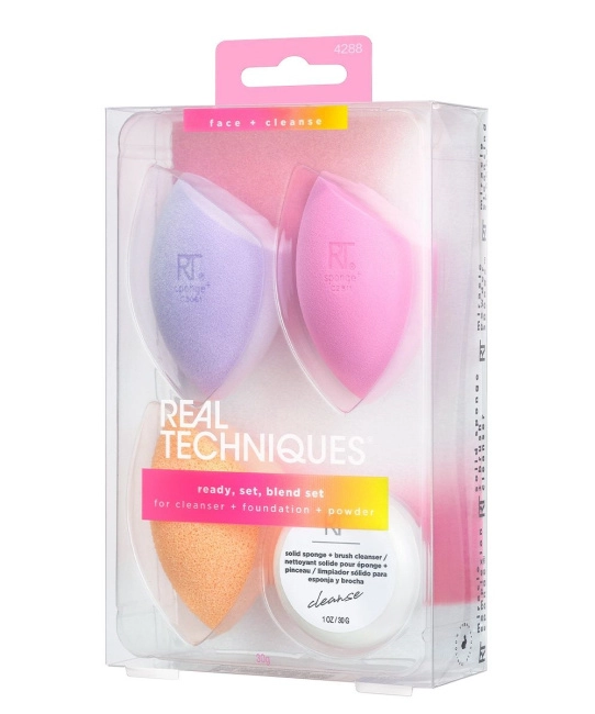 Real Techniques Набор спонжей для макияжа и очищения кожи Chroma Ready, 4шт (1)