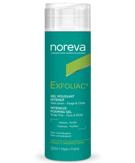 Noreva Гель интенсивный пенящийся для лица и тела Exfoliac, 200мл