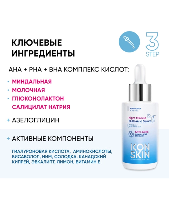 Icon skin Сыворотка для лица мультикислотная ночная, 30мл (2)