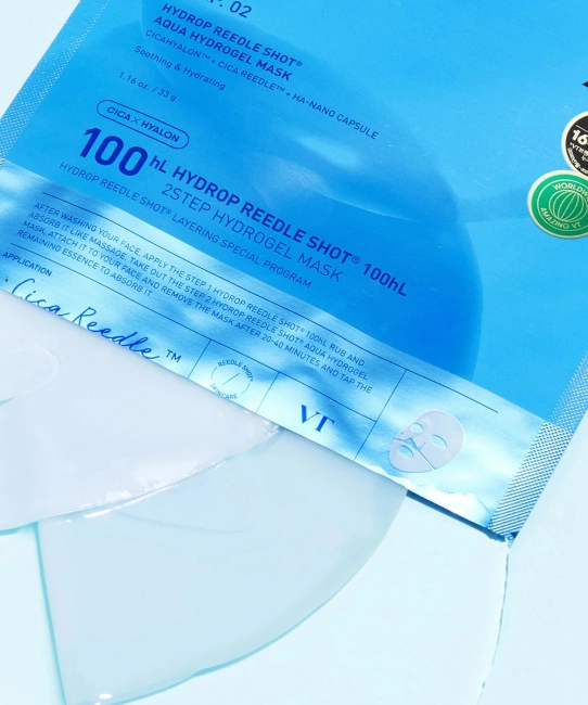 VT COSMETICS VT COSMETICS Двухфазная гидрогелевая маска с микроиглами 100 2Step  Hydrop HL Reedle Shot Hydrogel Mask (голубая) (33 гр + 1,5 гр), 34.5 (1)