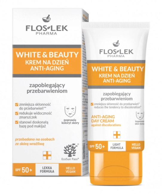 Floslek Крем дневной антивозрастной для защиты от изменений тона кожи SPF 50+ WHITE & BEAUTY DAY CREAM ANTI-AGING AGAINST DISCOLORATIONS, 30мл (1)