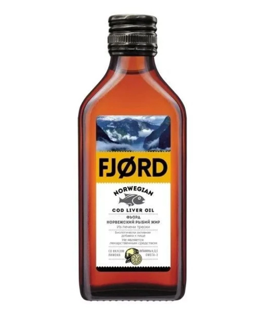 FJORD Норвежский рыбий жир из печени трески со вкусом Лимона, 100мл (1)