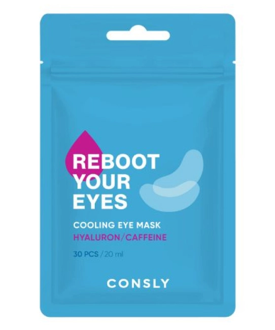 Consly Тканевые маска-патчи охлаждающие для области вокруг глаз с кофеином и гиалуроновой кислотой, 30шт