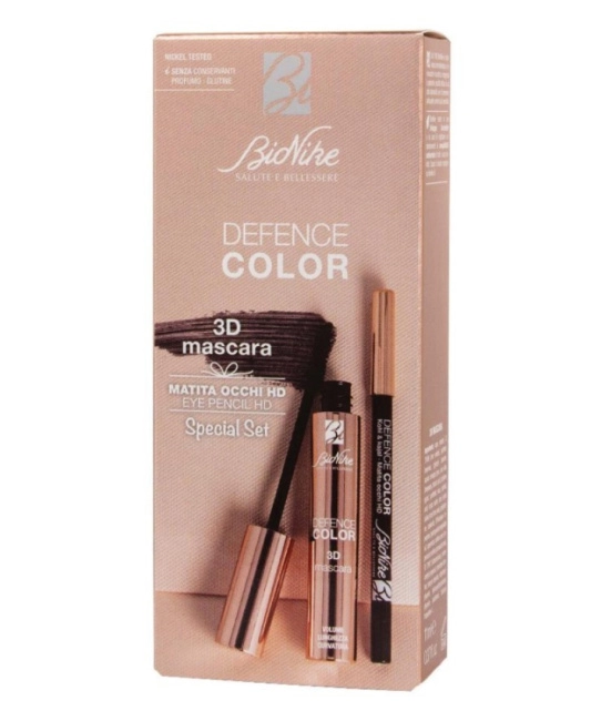BioNike Набор (Тушь для ресниц DEFENCE COLOR 3D MASCARA , тон 01, noir 11 мл + Карандаш для век DEFENCE COLOR KOHL&KAJAL eye pencil, тон 101), 11мл