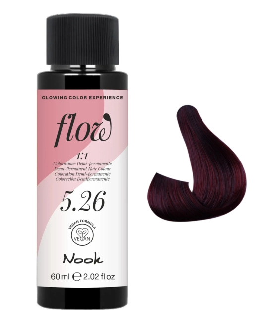 NOOK Краска для волос FLOW demi-permanent hair colour, тон 5.26 (шатен фиолетово-красный), 60мл (2)