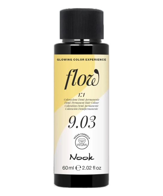 NOOK Краска для волос FLOW demi-permanent hair colour, тон 9.03 (блонд золотистый), 60мл