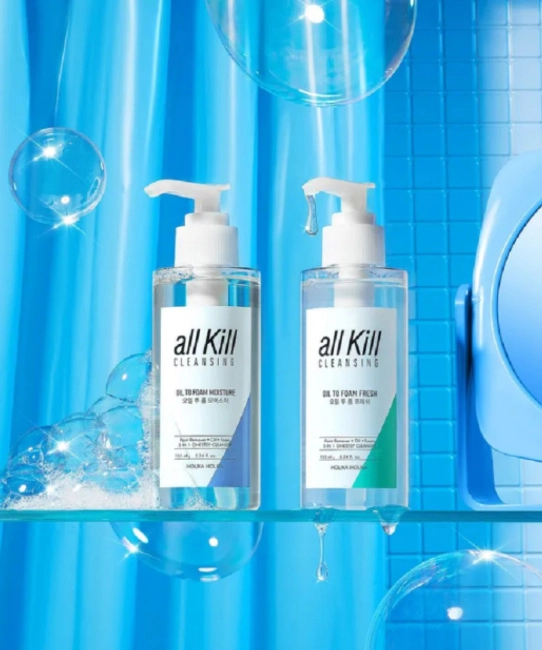 Holika Holika Очищающее гидрофильное масло-пенка All Kill Cleansing Oil To Foam Moisture увлажняющее, 155мл (1)