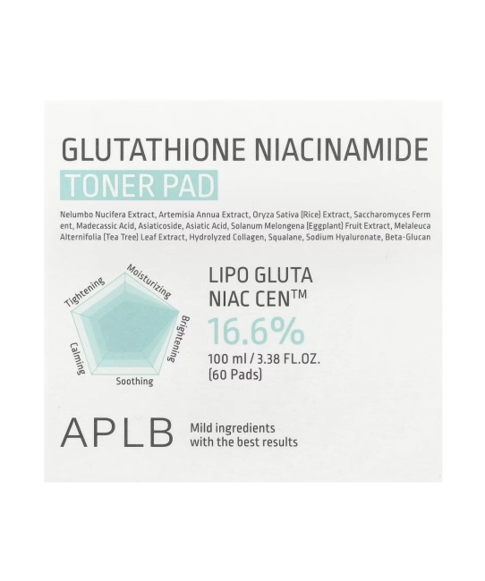 APLB Тонер-пэды GLUTATHIONE NIACINAMIDE TONER PAD, 100мл (2)