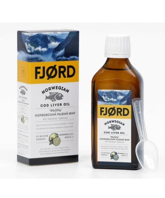 FJORD Норвежский рыбий жир из печени трески со вкусом Лимона, 100мл (3)
