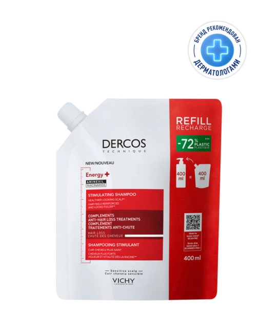 VICHY Vichy Шампунь против выпадения волос Dercos Energy+, 400 мл, 400мл (2)