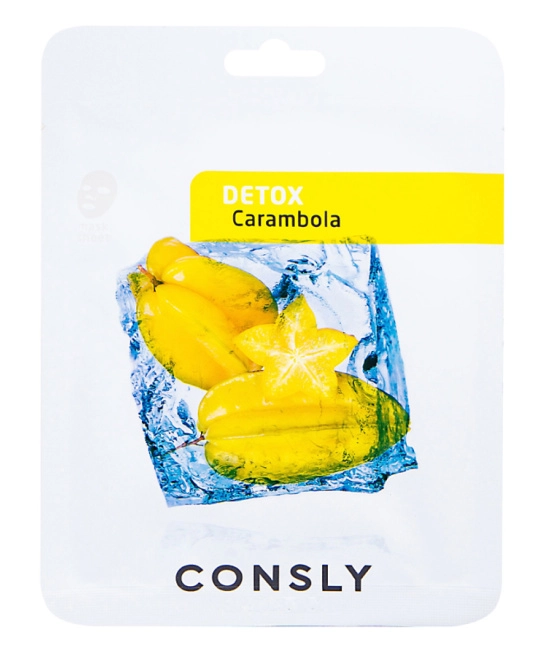 Consly Тканевая маска для лица Выводящая токсины с экстрактом карамболы, 20мл