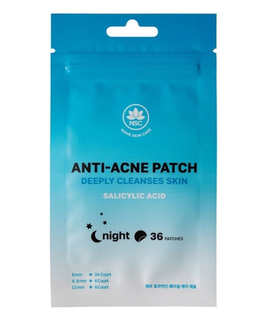 NAME SKIN CARE NAME SKIN CARE Патчи от прыщей Чистая кожа с Салициловой Кислотой Ночные Anti-Acne NIGHT Patch Salicylic Acid Deeply Cleanses Skin, 36 штук, 36шт