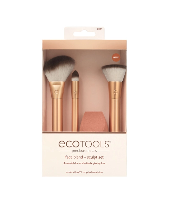 EcoTools Набор кистей и спонж для макияжа Precious Metals, 4шт (1)