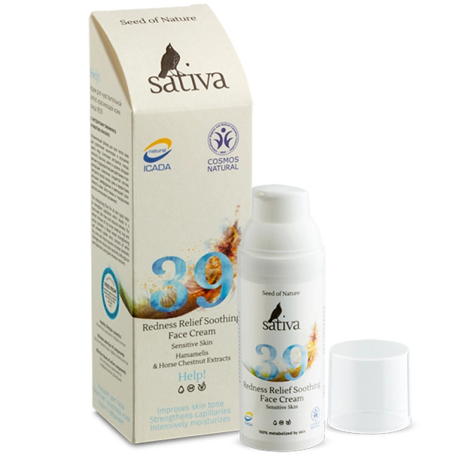 Sativa Крем для чувствительной, легко краснеющей кожи лица № 39, 50мл