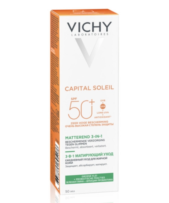 VICHY Солнцезащитный матирующий крем для проблемной кожи 3 в1 SPF 50, 50мл (3)