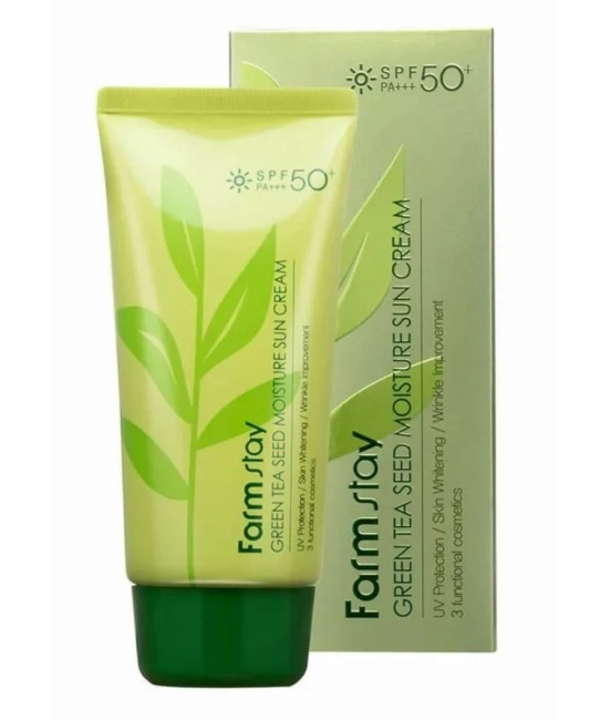 FarmStay Солнцезащитный увлажняющий крем с семенами зеленого чая SPF 50/PA+++, 70г (2)