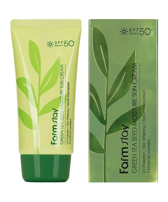 FarmStay Солнцезащитный увлажняющий крем с семенами зеленого чая SPF 50/PA+++, 70г (1)