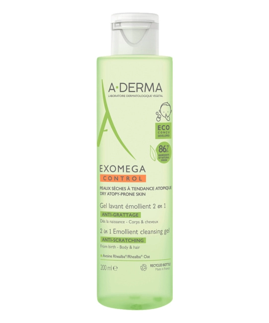 A-DERMA Гель смягчающий очищающий  2-в-1 для сухой кожи, 200мл