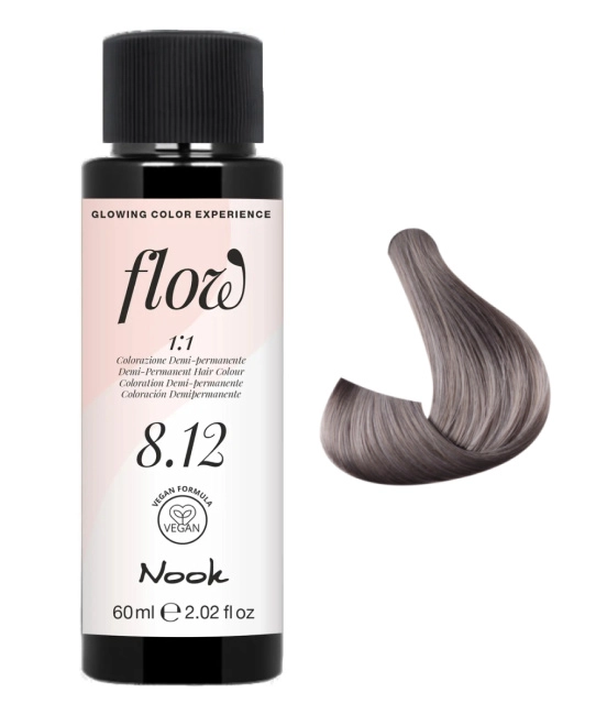 NOOK Краска для волос FLOW demi-permanent hair colour, тон 8.12 (светло русый пепельно фиолетовый), 60мл (2)